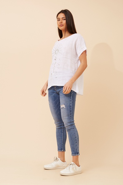 PALIMA FOIL PRINT LINEN TOP