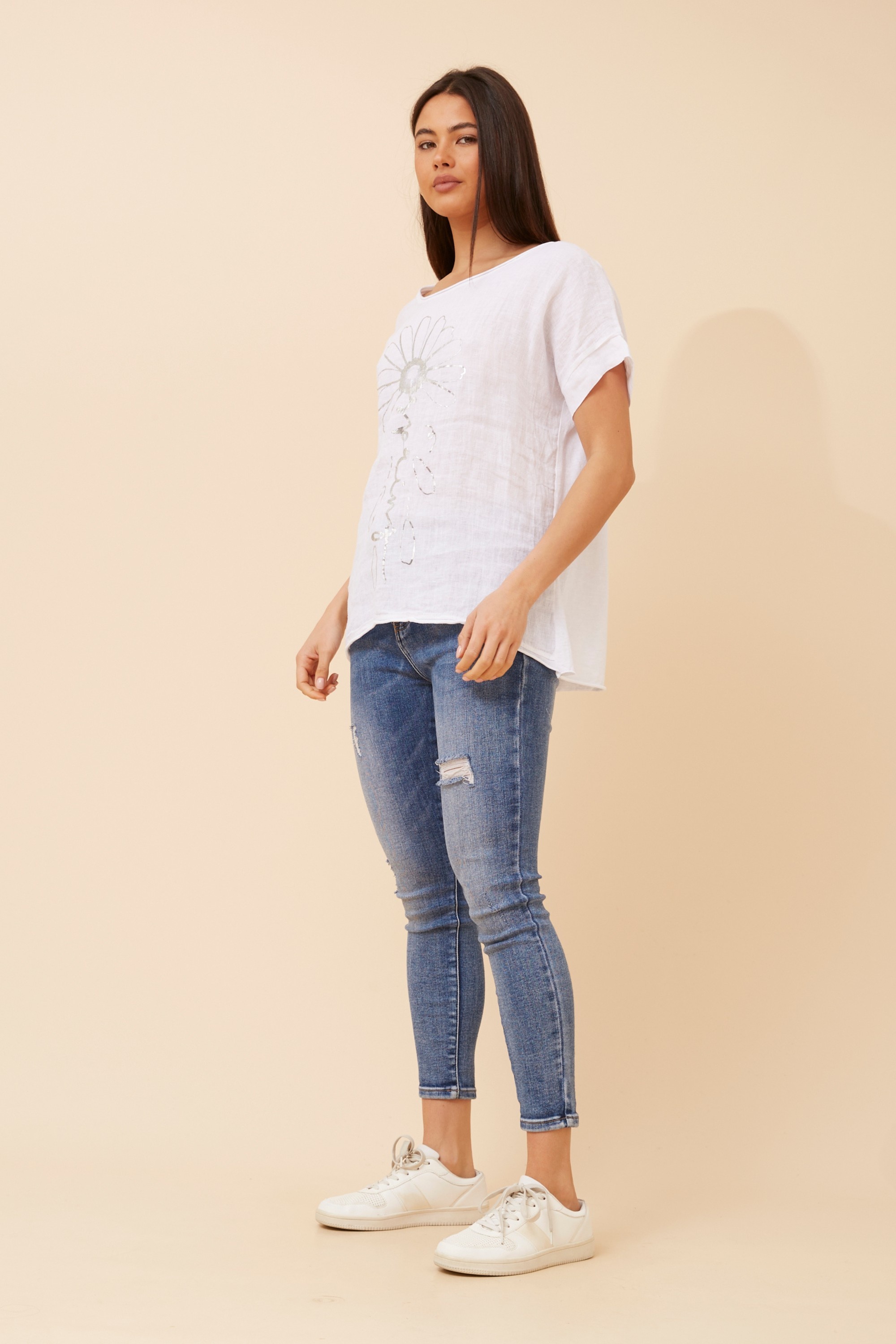 PALIMA FOIL PRINT LINEN TOP