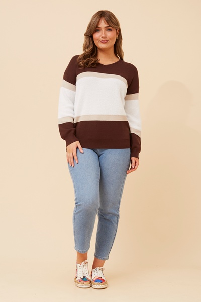 PALMA STRIPE PRINT KNIT PULLOVER