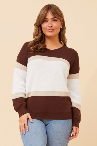 PALMA STRIPE PRINT KNIT PULLOVER