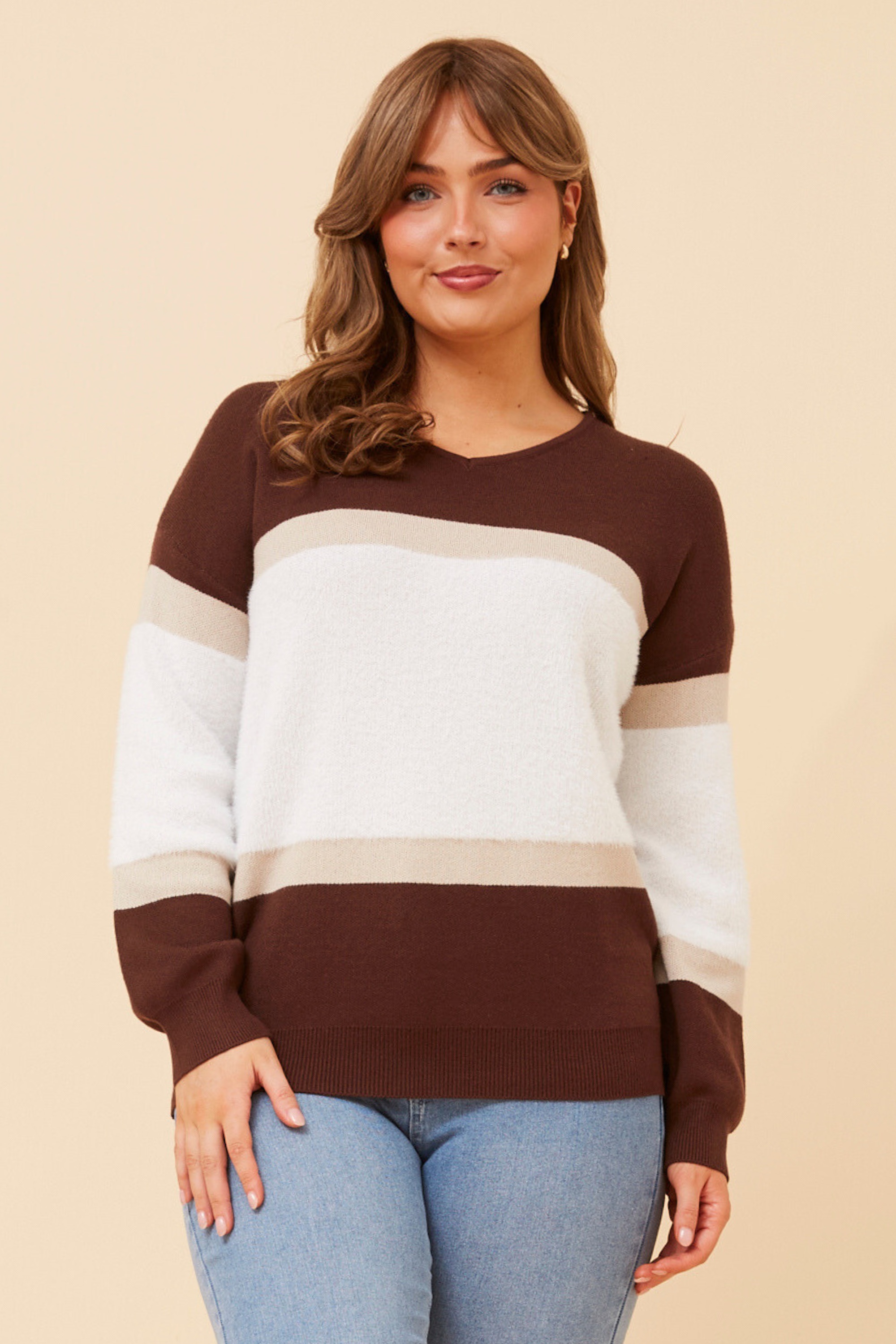 PALMA STRIPE PRINT KNIT PULLOVER
