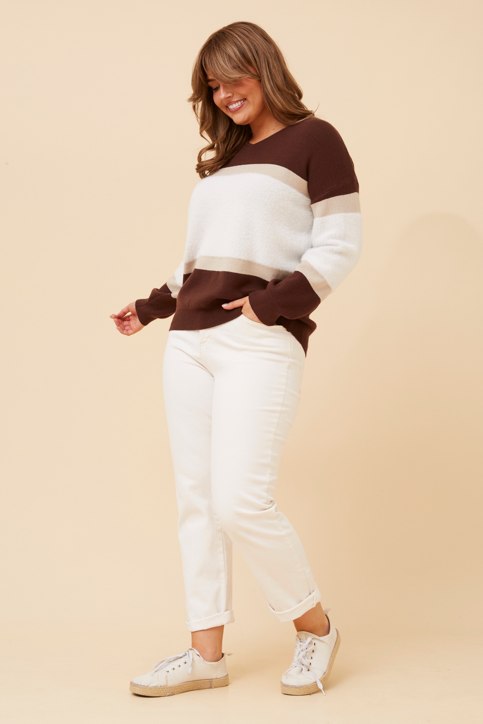 PALMA STRIPE PRINT KNIT PULLOVER