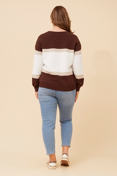 PALMA STRIPE PRINT KNIT PULLOVER