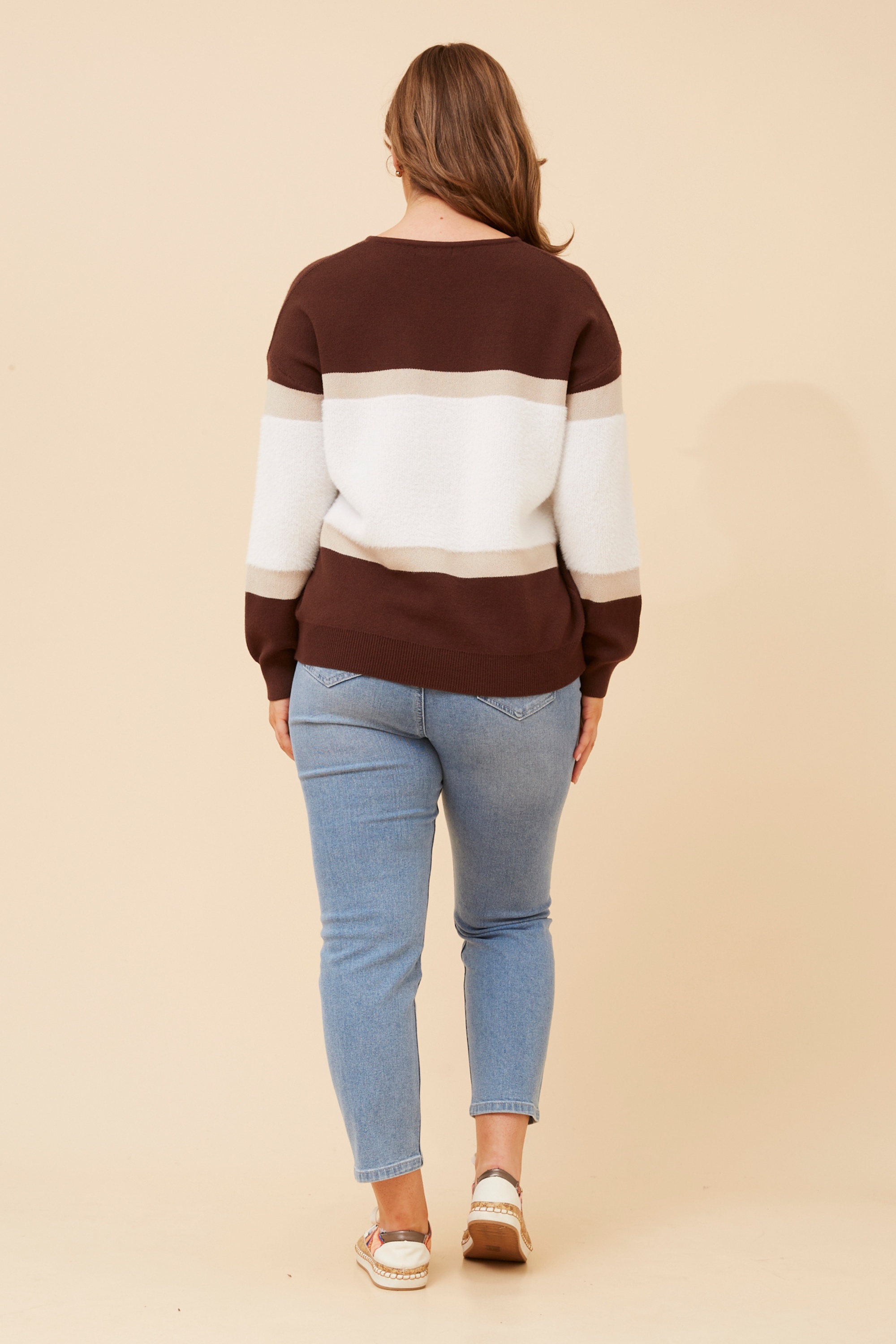PALMA STRIPE PRINT KNIT PULLOVER