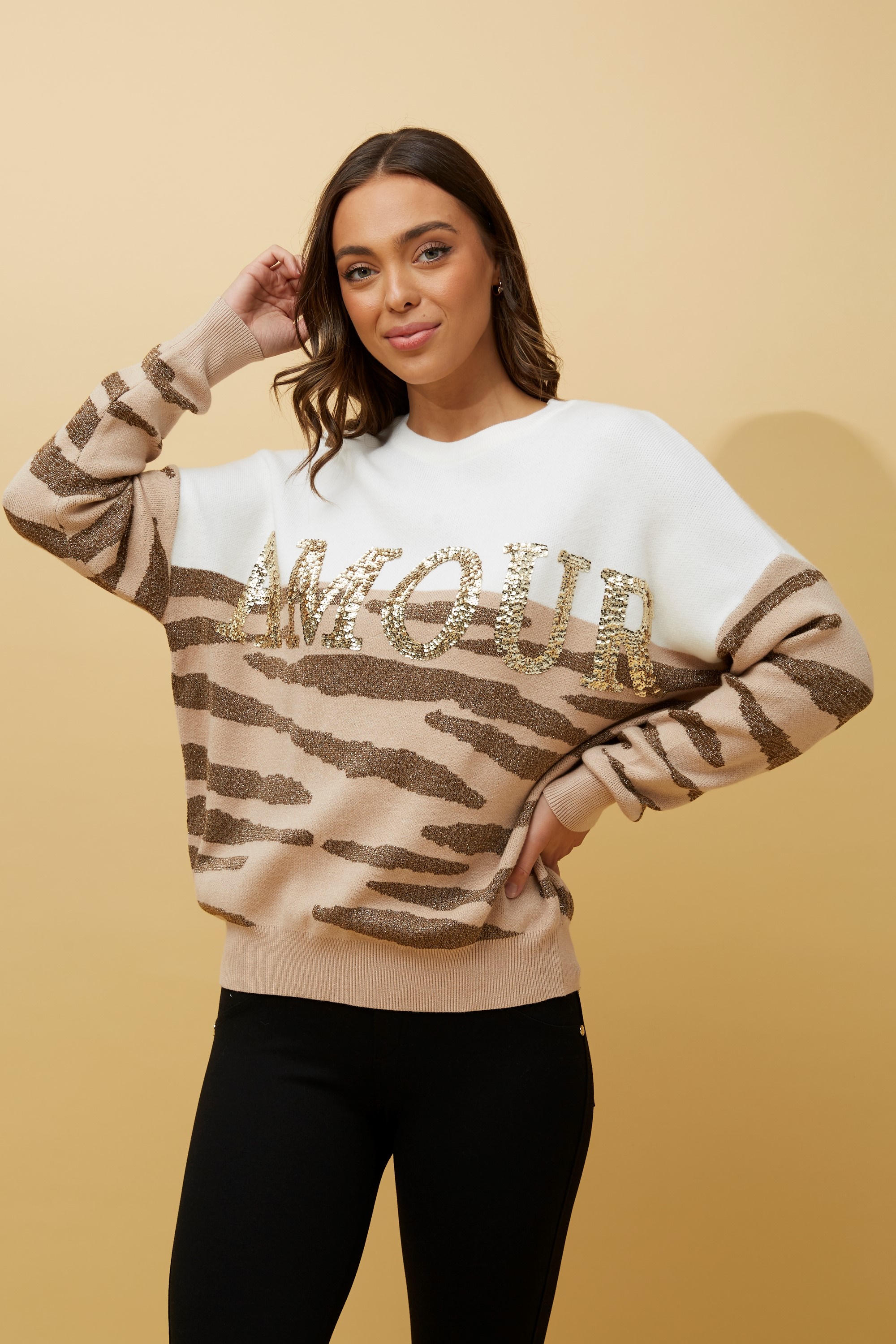 Paloma amour glitter animal stripe knit jumper Buy Online Femme  Connection