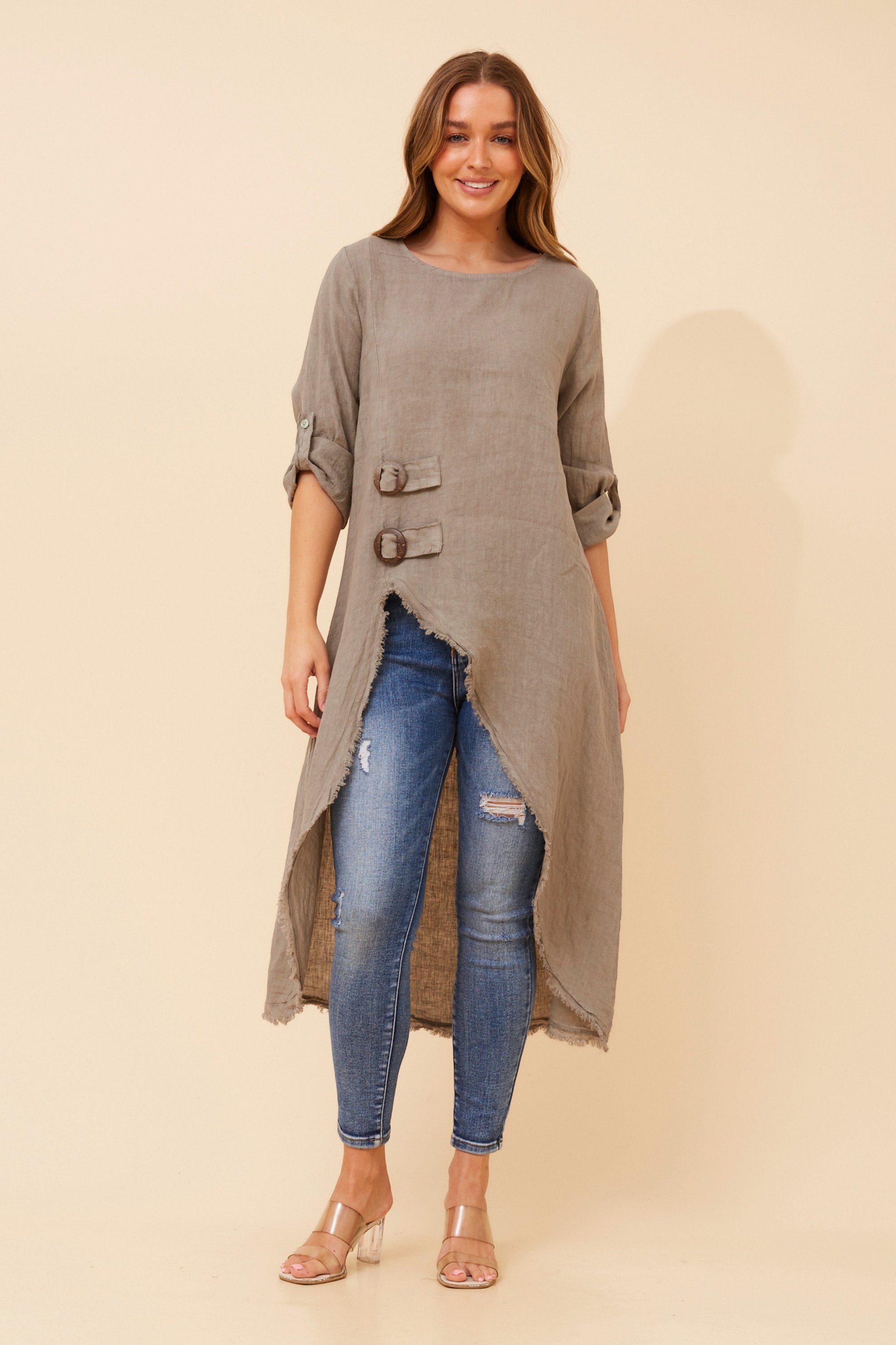 PAMINA SOLID LINEN TOP