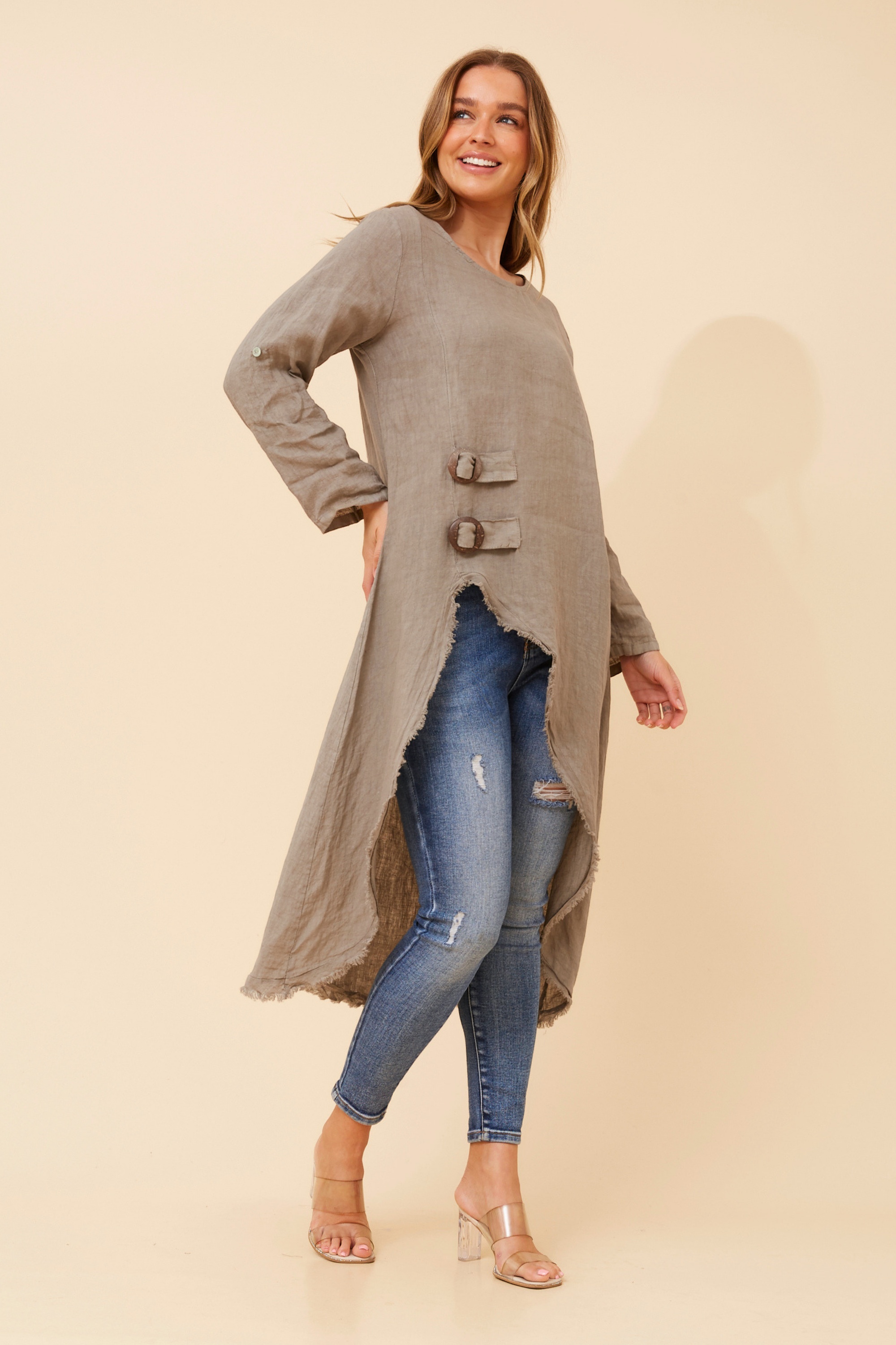 PAMINA SOLID LINEN TOP