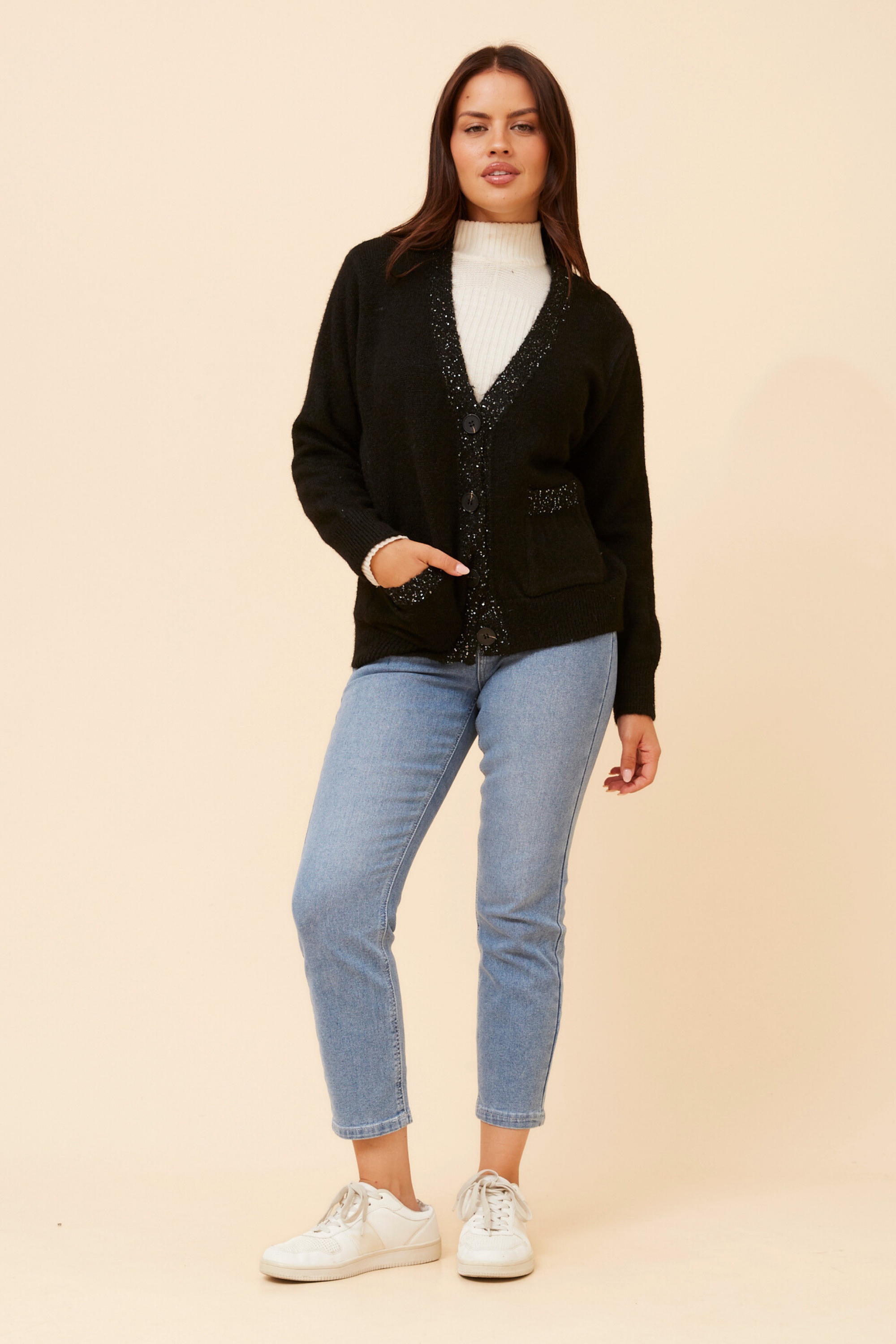 PAOLINA LUREX KNIT CARDIGAN