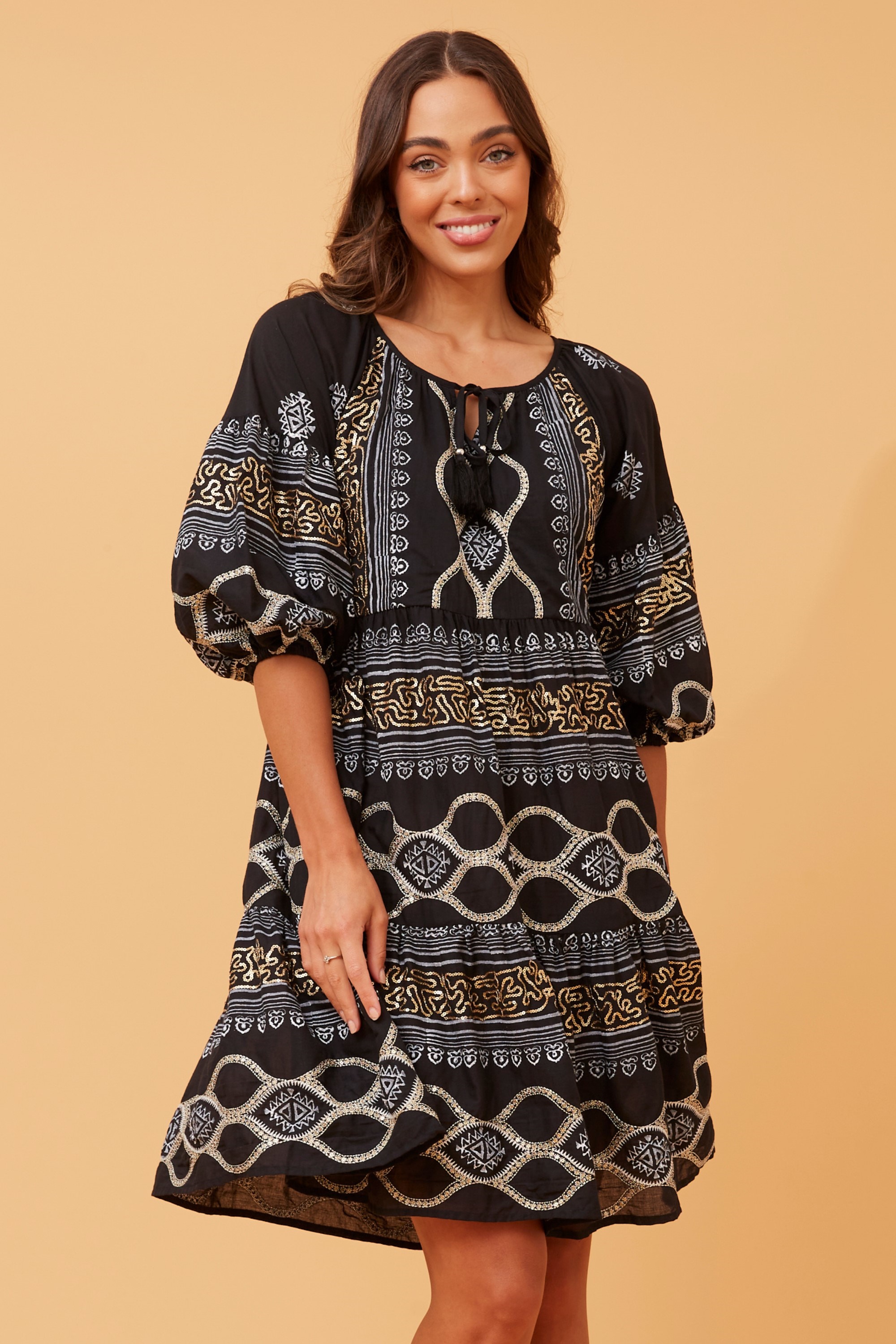 Parvati boho sequin short dress Buy Online Femme Connection