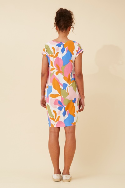 PAULA ABSTRACT PRINT SHIFT DRESS