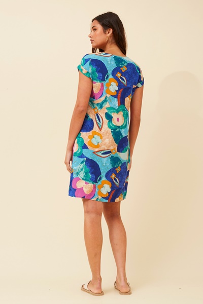 PAULA ABSTRACT PRINT SHIFT DRESS