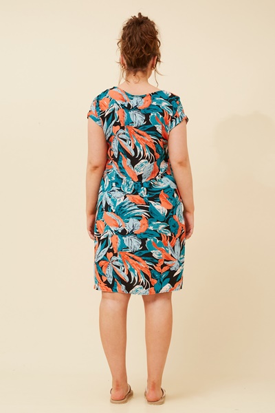 PAULA LEAF PRINT SHIFT DRESS