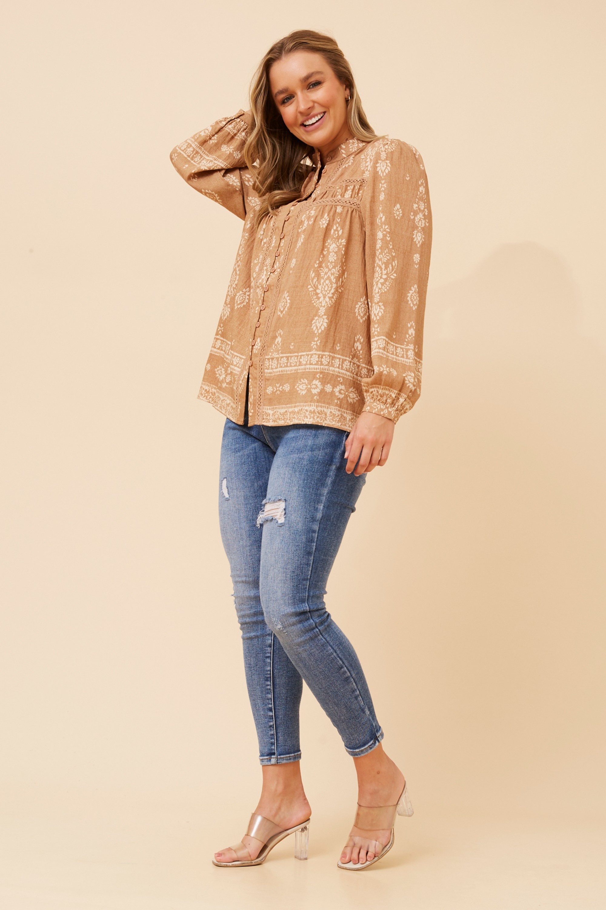 PAVITRA  BORDER PRINT TOP