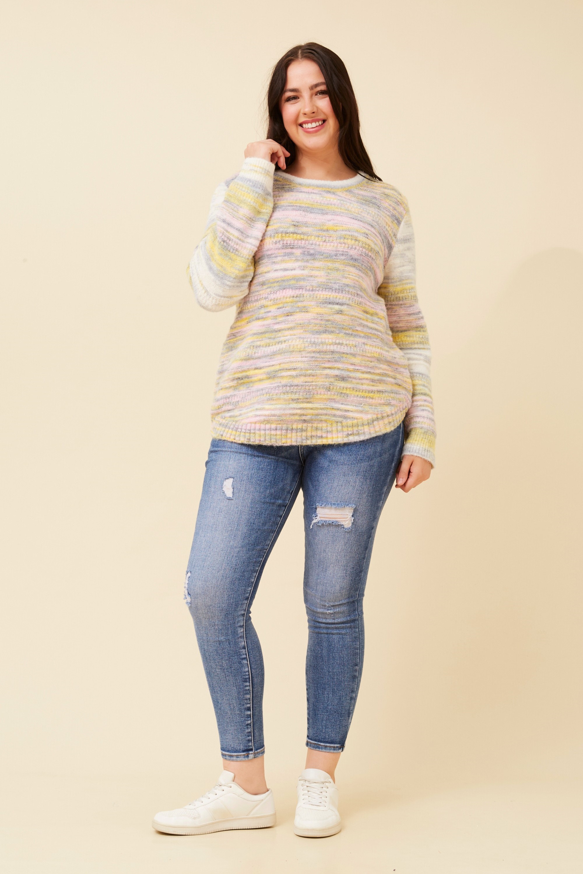 PEACHES SPACE-DYED KNIT PULLOVER