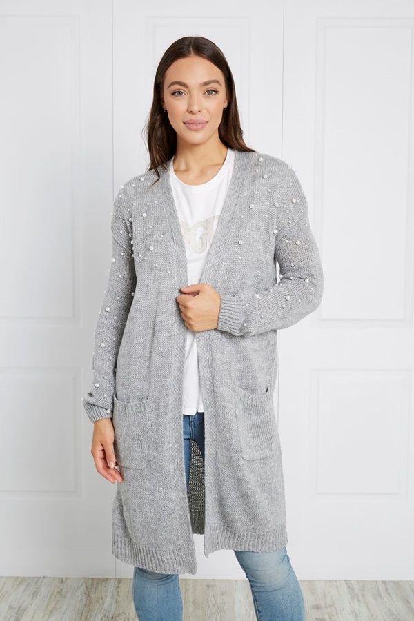 PEARL EMBELLISHED KNIT CARDIGAN PEARL EMBELLISHED KNIT CARDIGAN