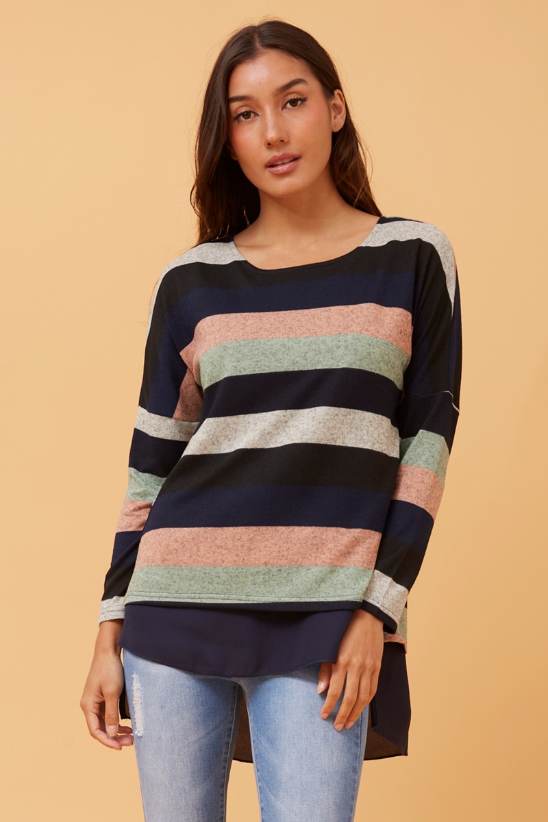 PENNY STRIPED DOUBLE LAYER TOP