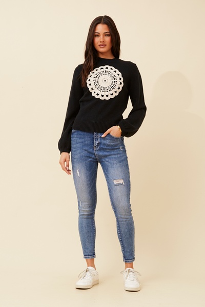 PEONY CROCHET KNIT JUMPER