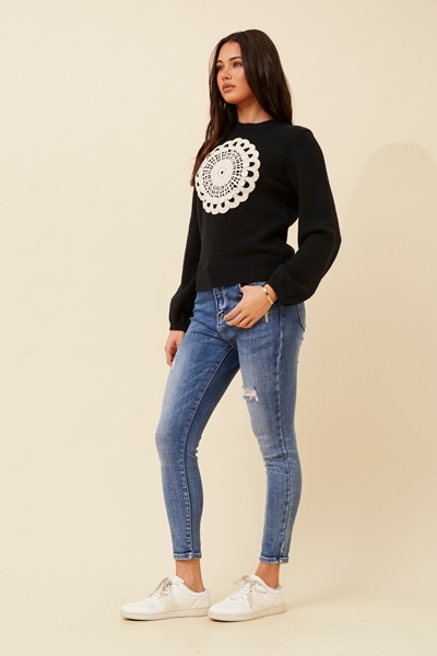 PEONY CROCHET KNIT JUMPER