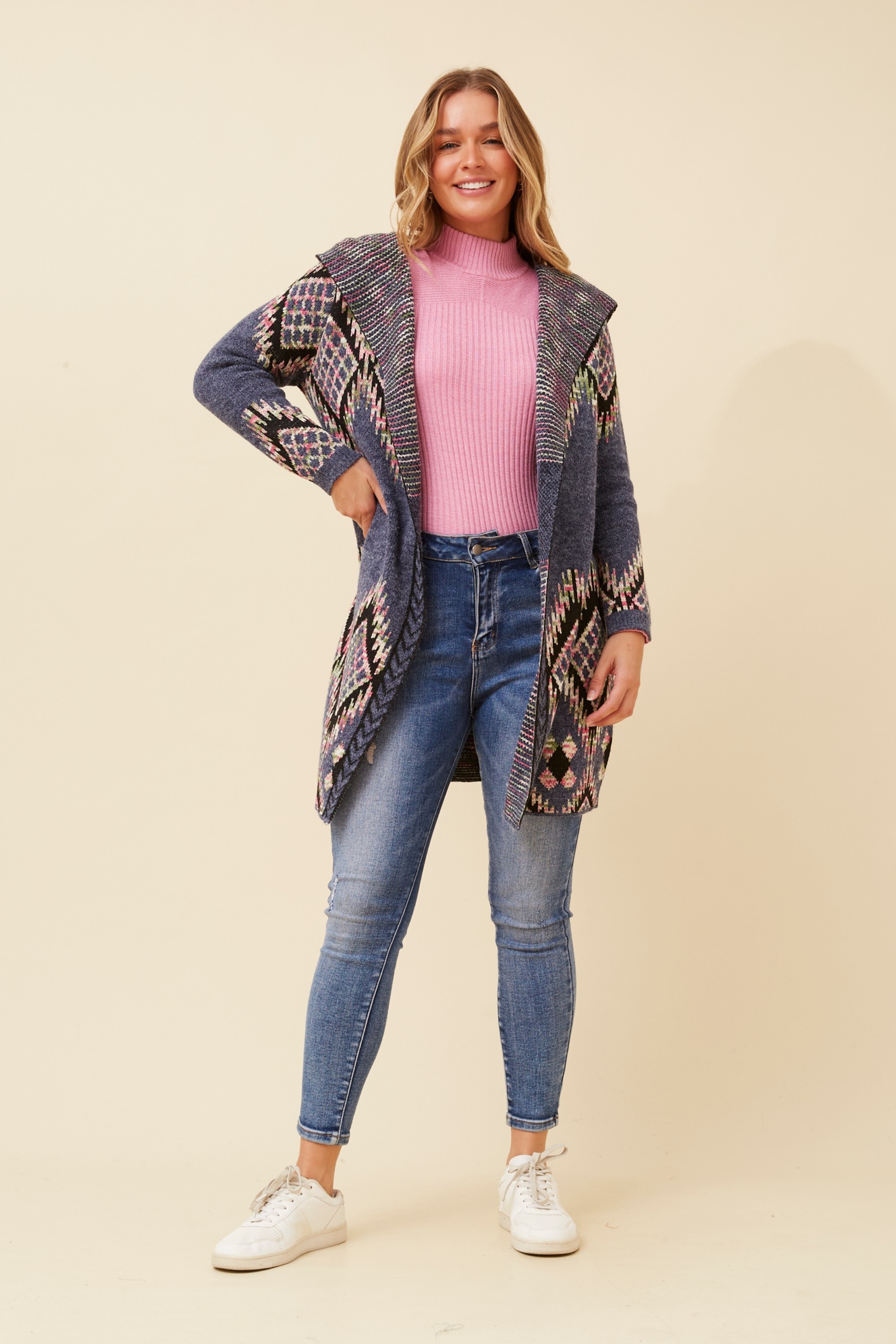 PHELIA JACQUARD KNIT CARDIGAN