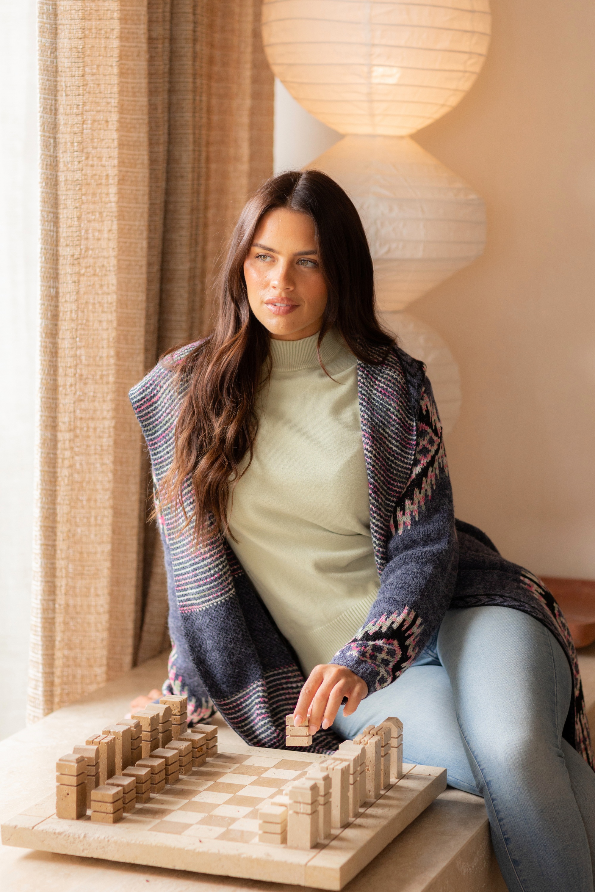 PHELIA JACQUARD KNIT CARDIGAN