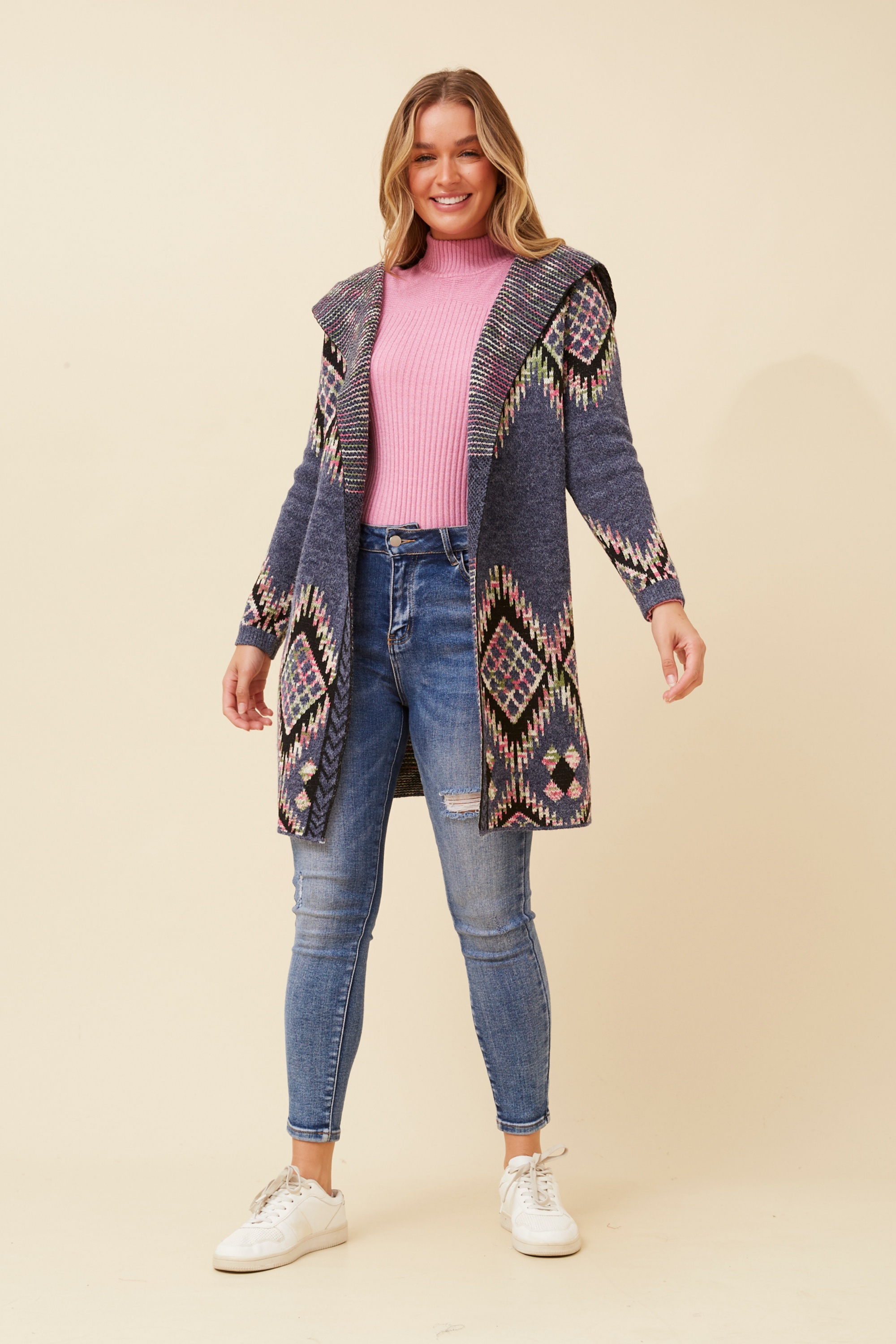 PHELIA JACQUARD KNIT CARDIGAN