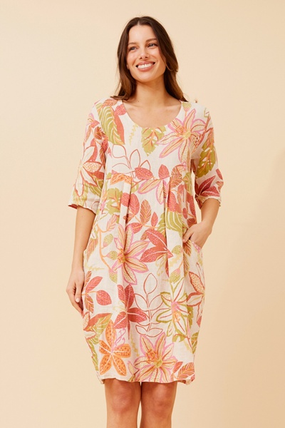 PISA FLORA LINEN DRESS