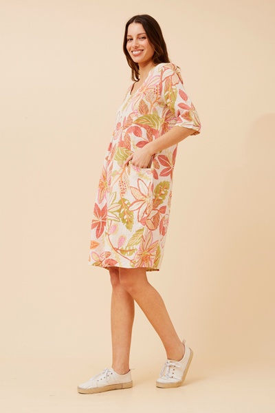 PISA FLORA LINEN DRESS