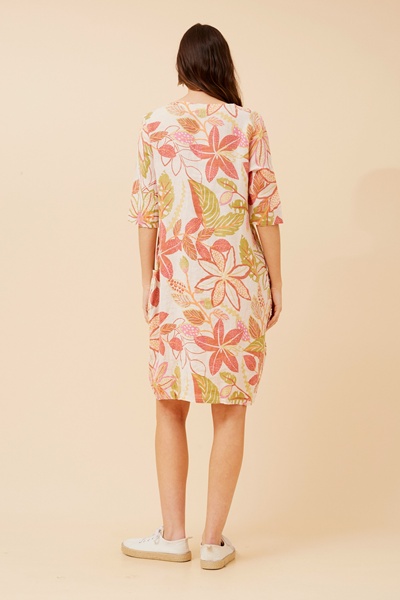PISA FLORA LINEN DRESS