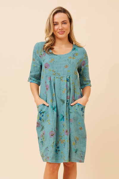 PISA FLORAL LINEN DRESS