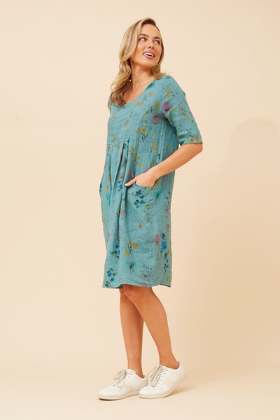 PISA FLORAL LINEN DRESS