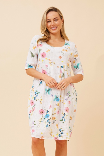 PISA FLORAL LINEN DRESS