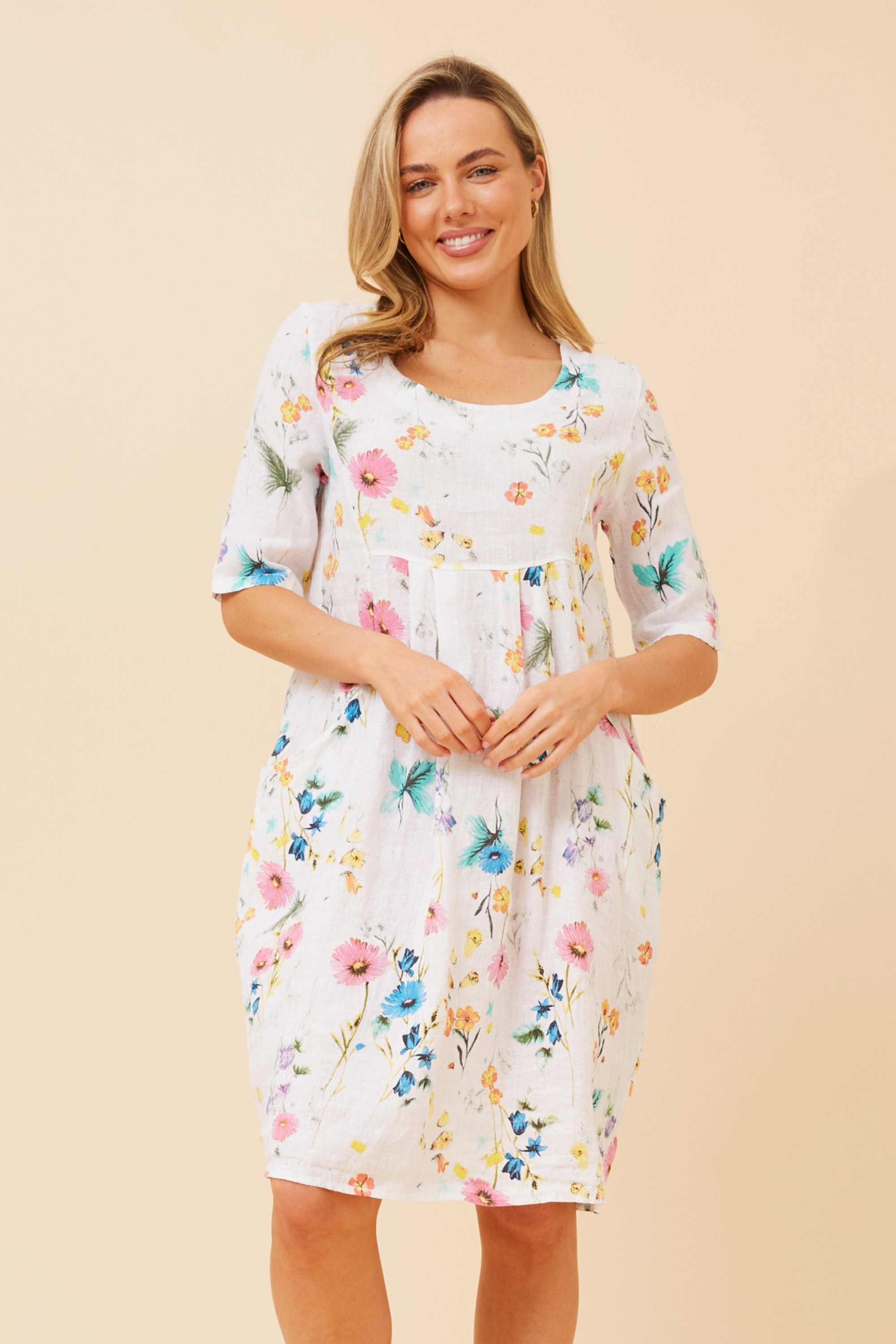 PISA FLORAL LINEN DRESS