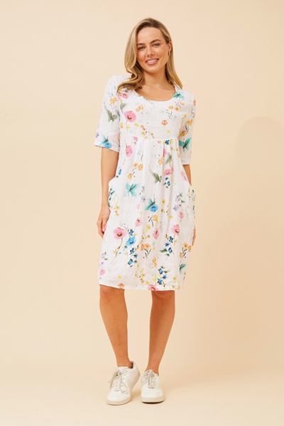PISA FLORAL LINEN DRESS