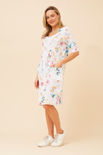 PISA FLORAL LINEN DRESS