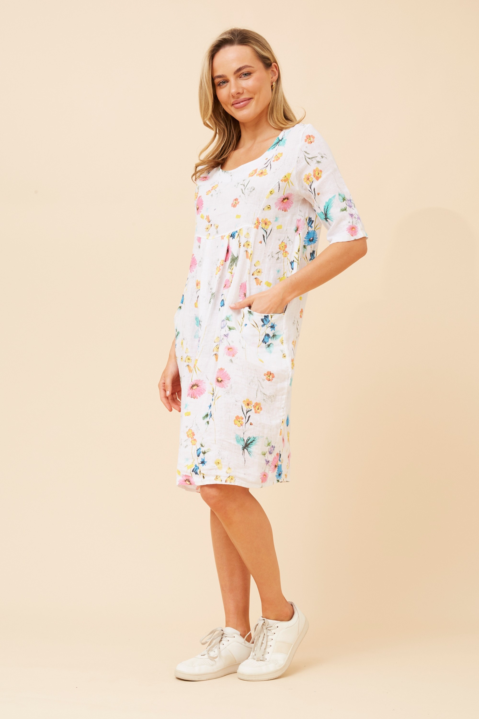 PISA FLORAL LINEN DRESS