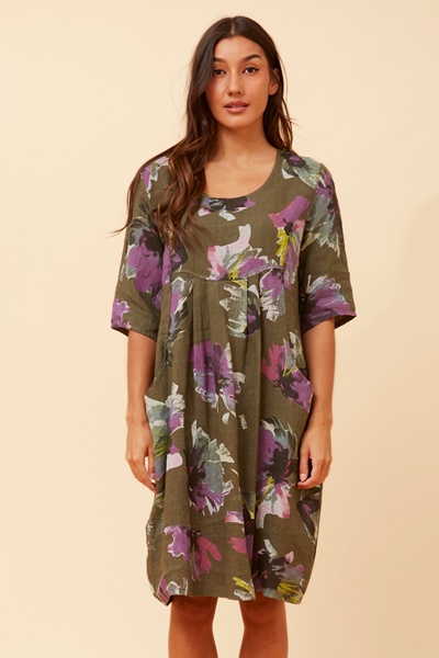 PISA FLORAL LINEN DRESS