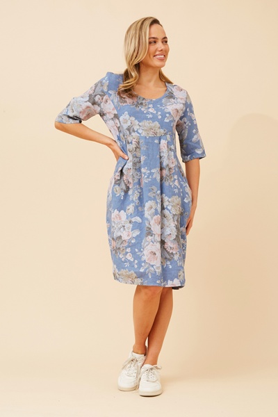 PISA FLORAL LINEN DRESS