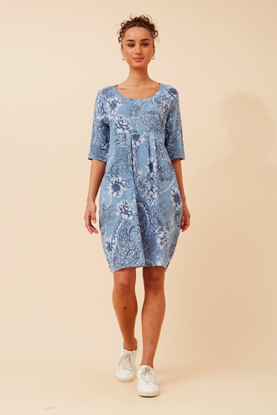 PISA PAISLEY PRINT LINEN DRESS