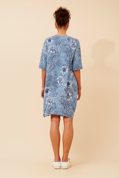 PISA PAISLEY PRINT LINEN DRESS