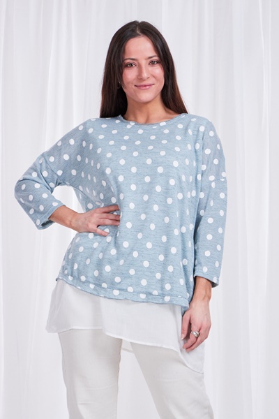 Polka dot double layer top
