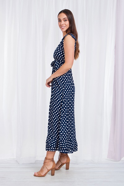 POLKA DOT FRILL MAXI DRESS