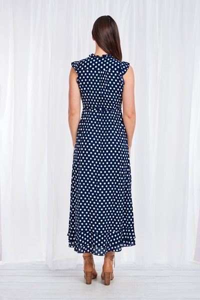 POLKA DOT FRILL MAXI DRESS