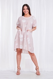 Polka dot linen tunic dress