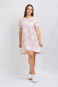 Polka dot linen tunic dress