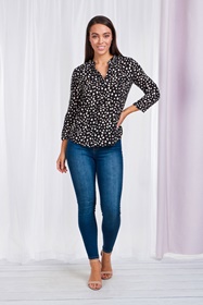 POLKA DOT MANDARIN COLLAR BLOUSE