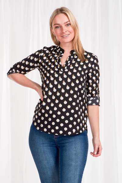 Polka dot MANDARIN COLLAR BLOUSE