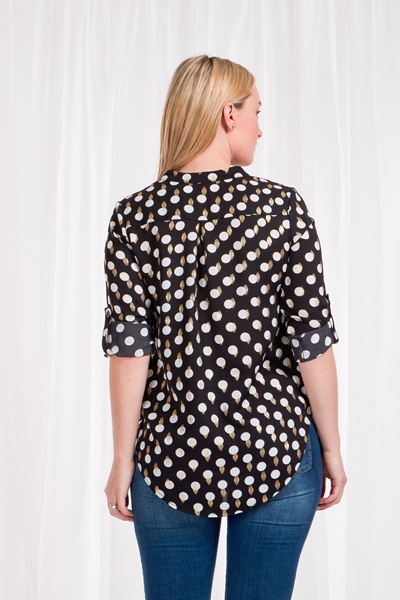 Polka dot MANDARIN COLLAR BLOUSE