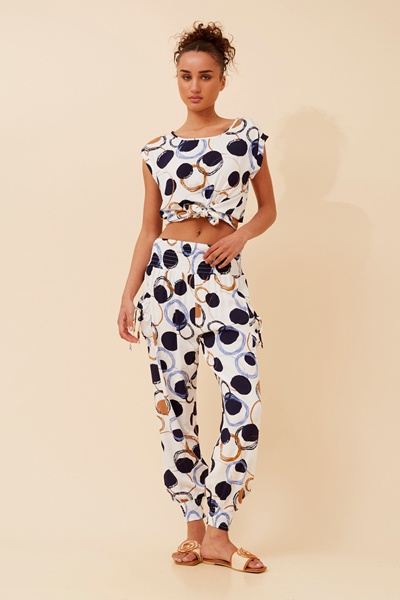 POLKA DOT PRINT HAREM PANTS