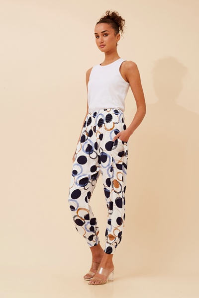 POLKA DOT PRINT HAREM PANTS