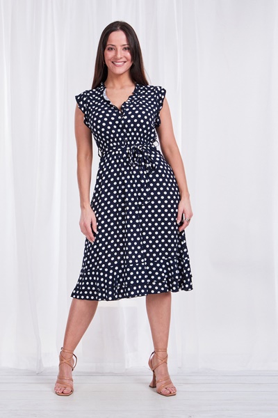 POLKA DOT TIE WAIST TEA DRESS